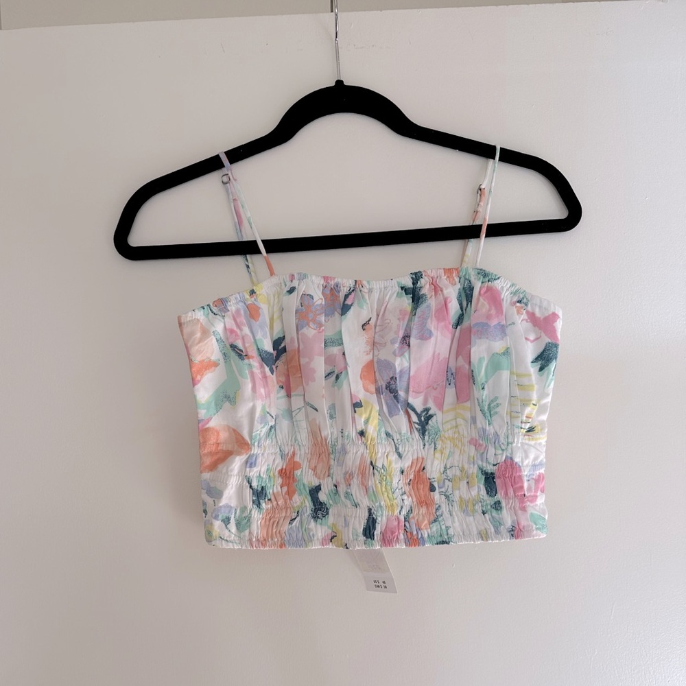 Abercrombie & Fitch Pride Crop Top Multicolor Poplin Ruched